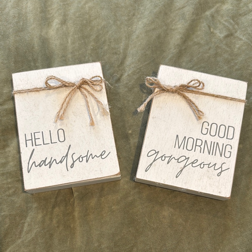 Hobby Lobby Rustic Wood Plaques - Cream and Gray